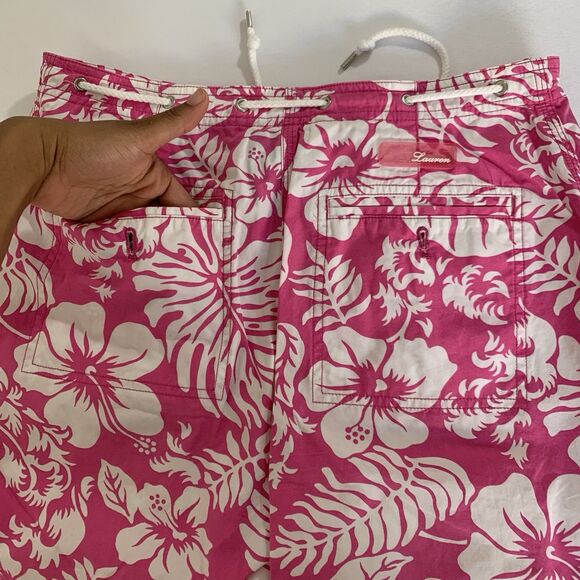 Vtg Lauren Ralph Lauren Capri Pant 6 Pink Hawaiian Floral Beach Barbie 90s Y2K - Picture 3 of 9